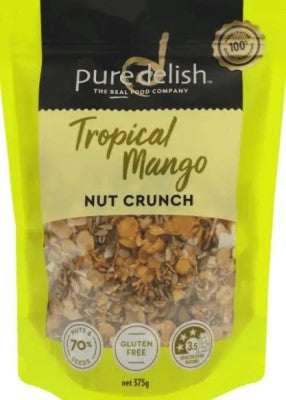 'Tropical Mango Nut Crunch' by puredelish on a green background